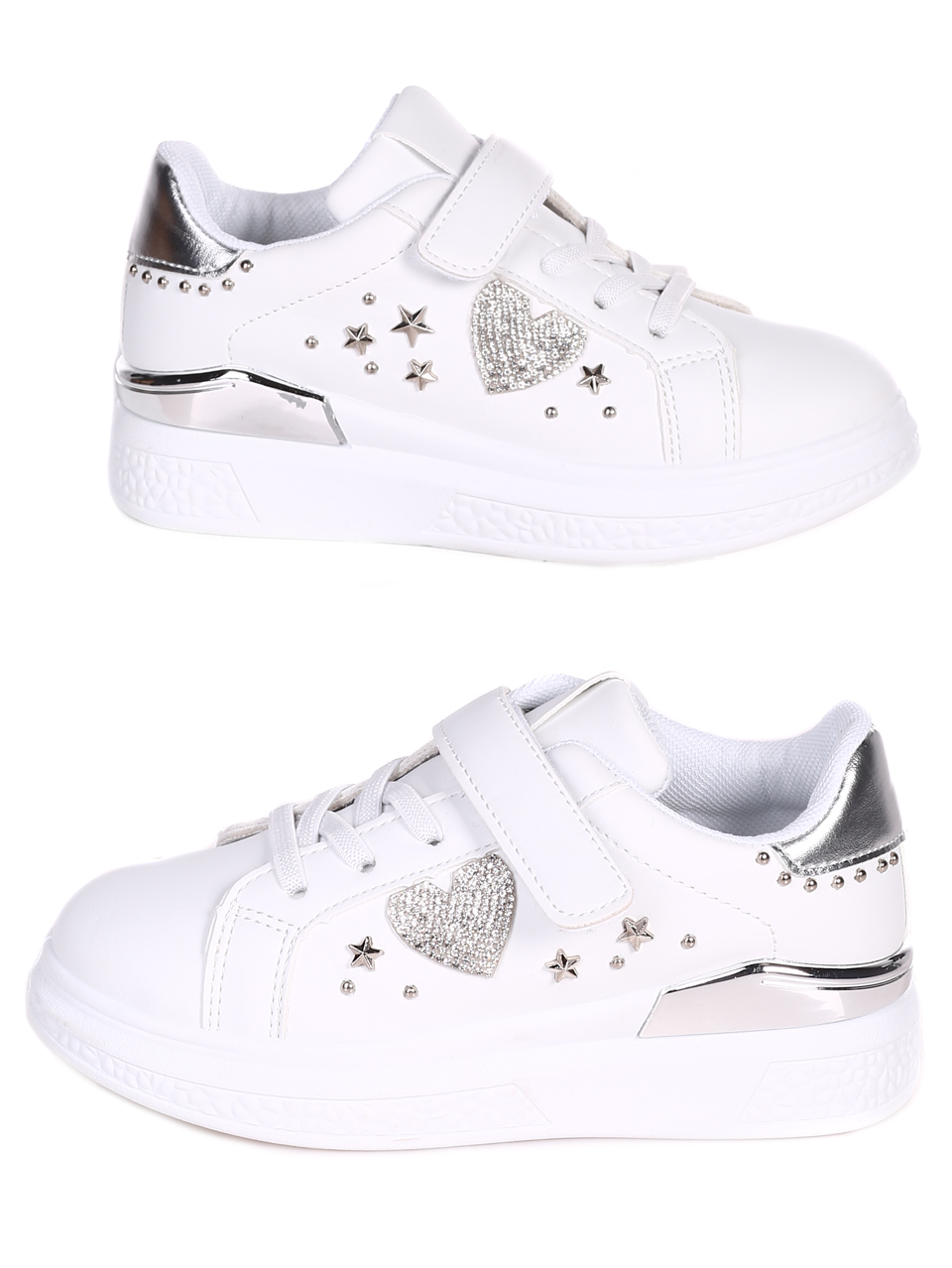 Комфортни детски обувки в бяло 18U-23050 white/silver