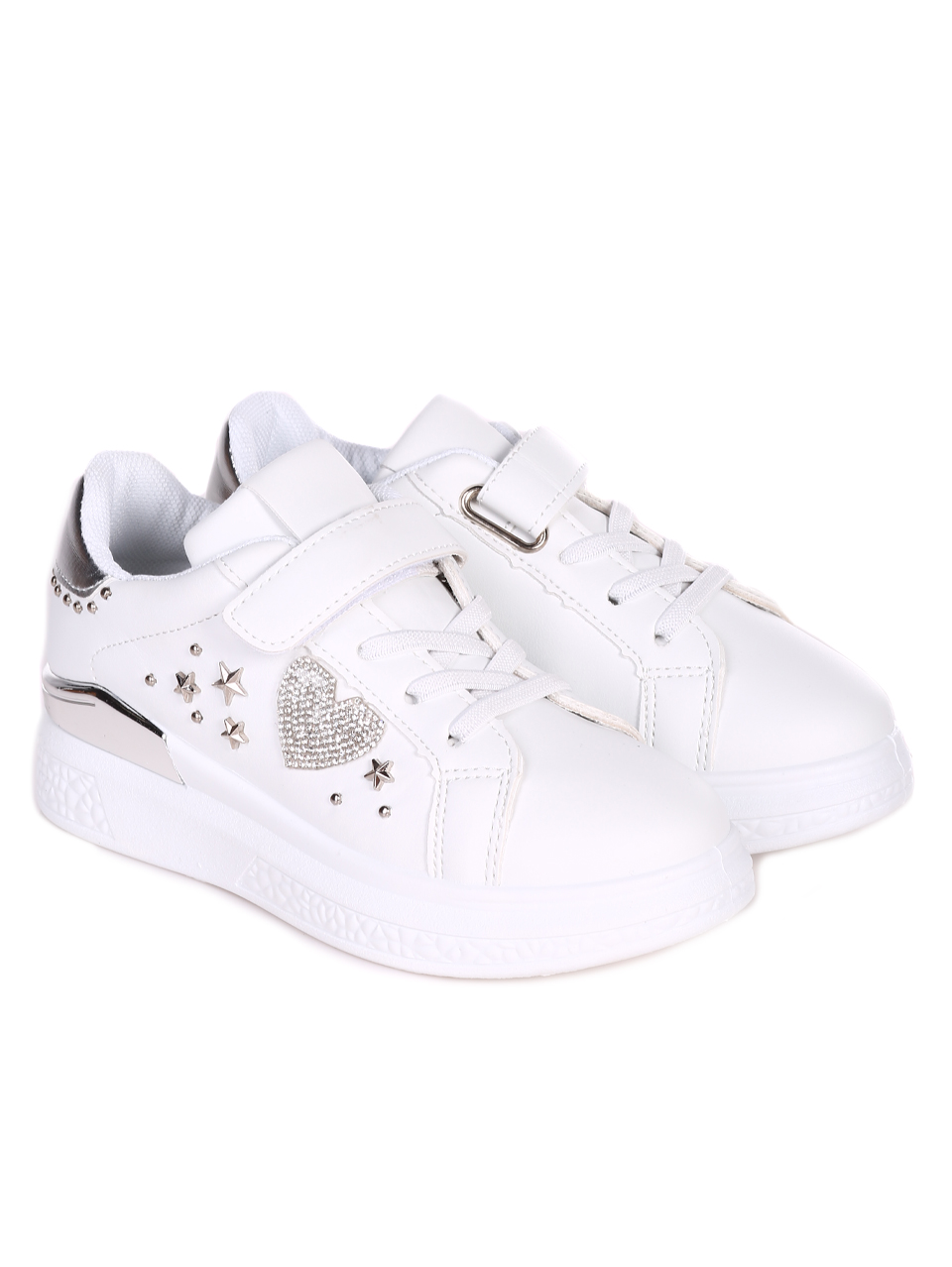 Комфортни детски обувки в бяло 18U-23050 white/silver