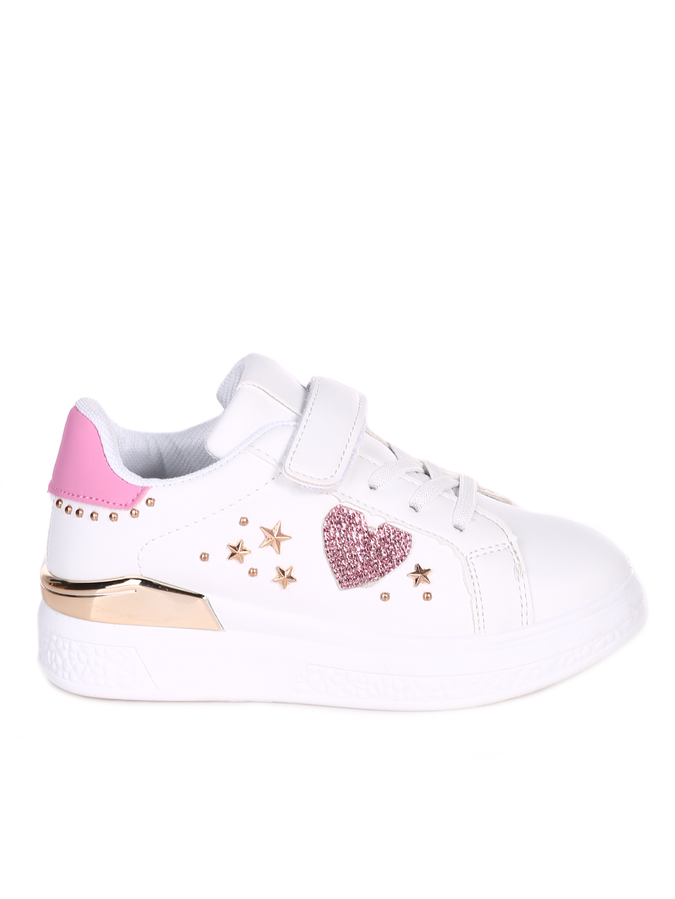 Комфортни детски обувки в бяло и розово 18U-23050 white/pink