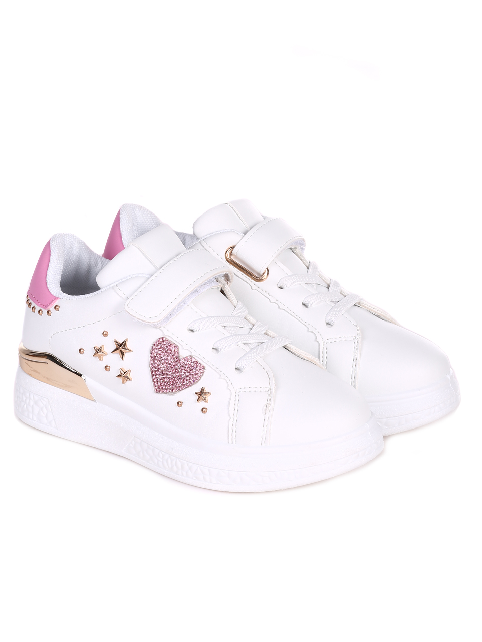 Комфортни детски обувки в бяло и розово 18U-23050 white/pink