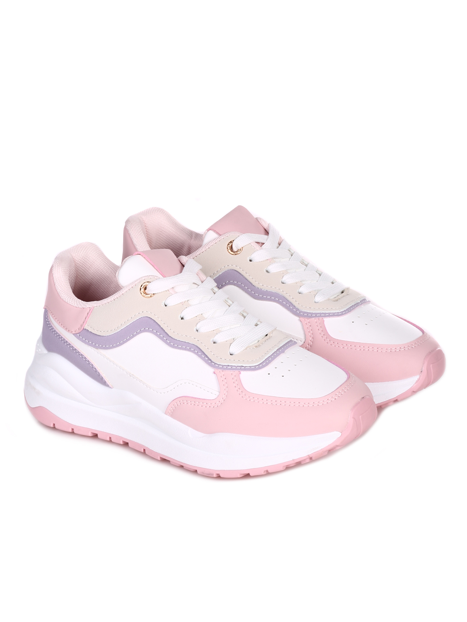 Ежедневни дамски комфортни обувки в бяло и розово 3U-23052 white/pink