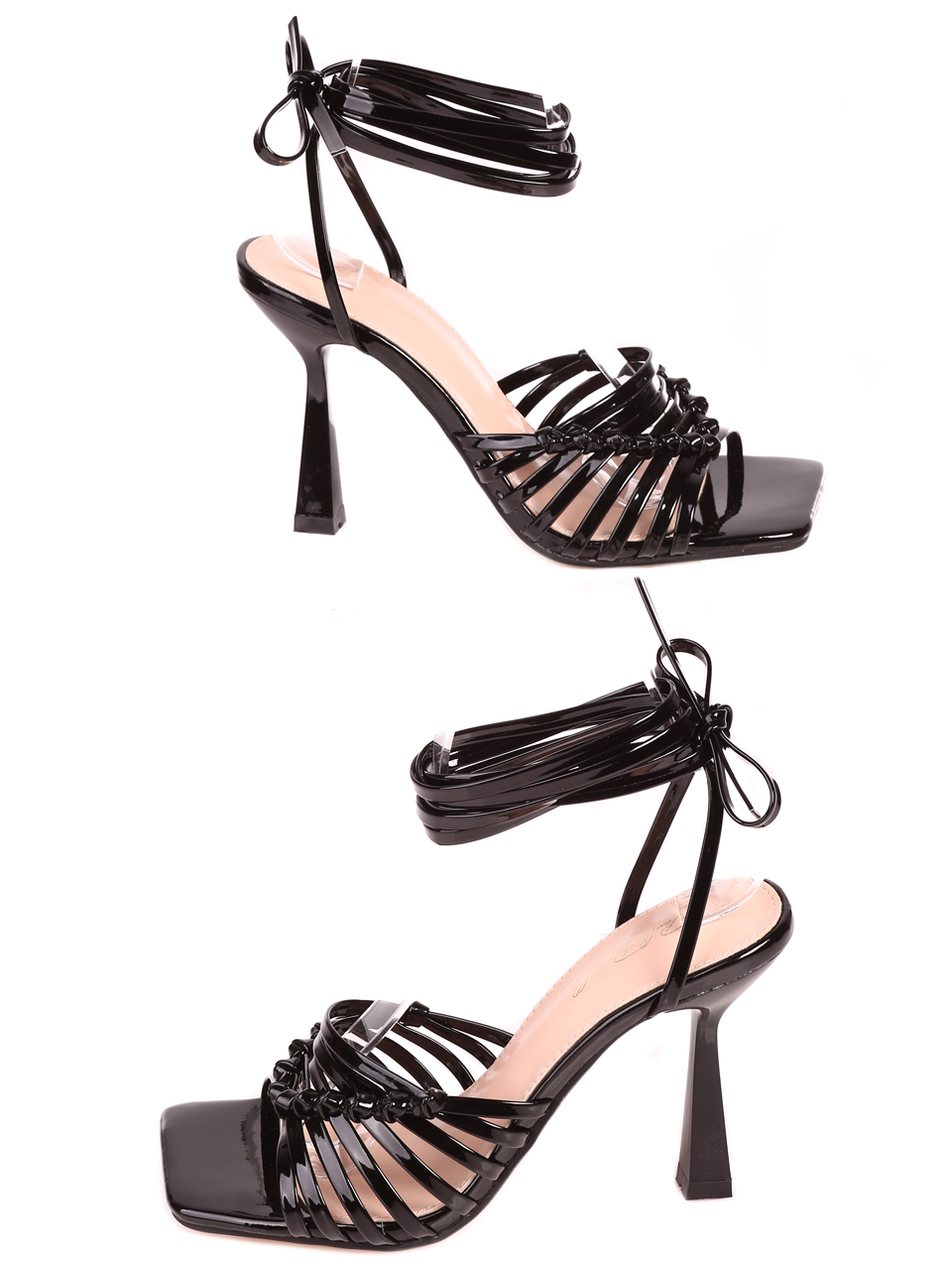 Елегантни дамски сандали с връзки на ток 4M-23006 black