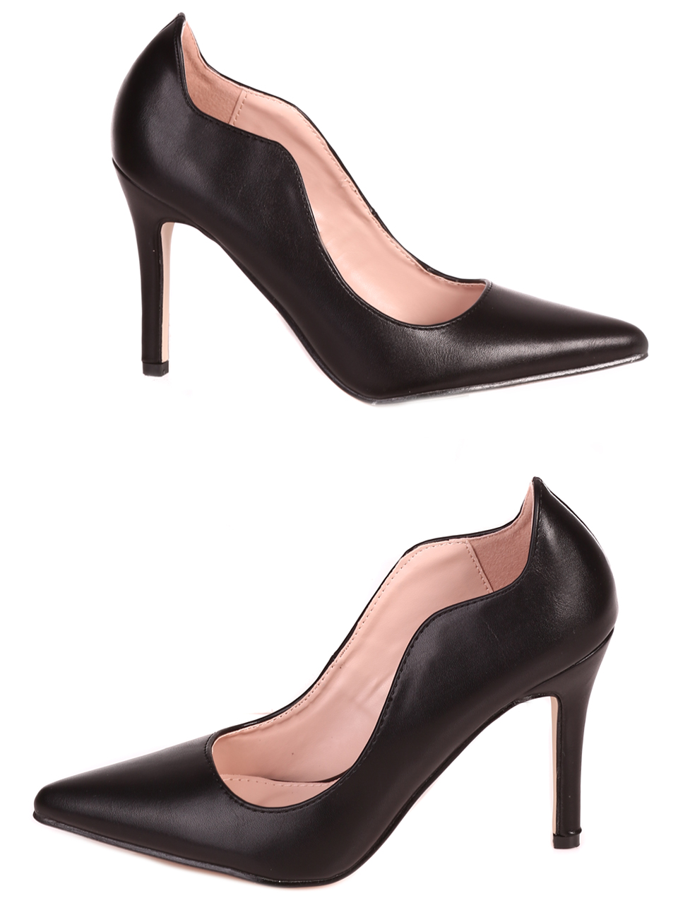 Елегантни дамски обувки на висок ток 3M-23025 black pu