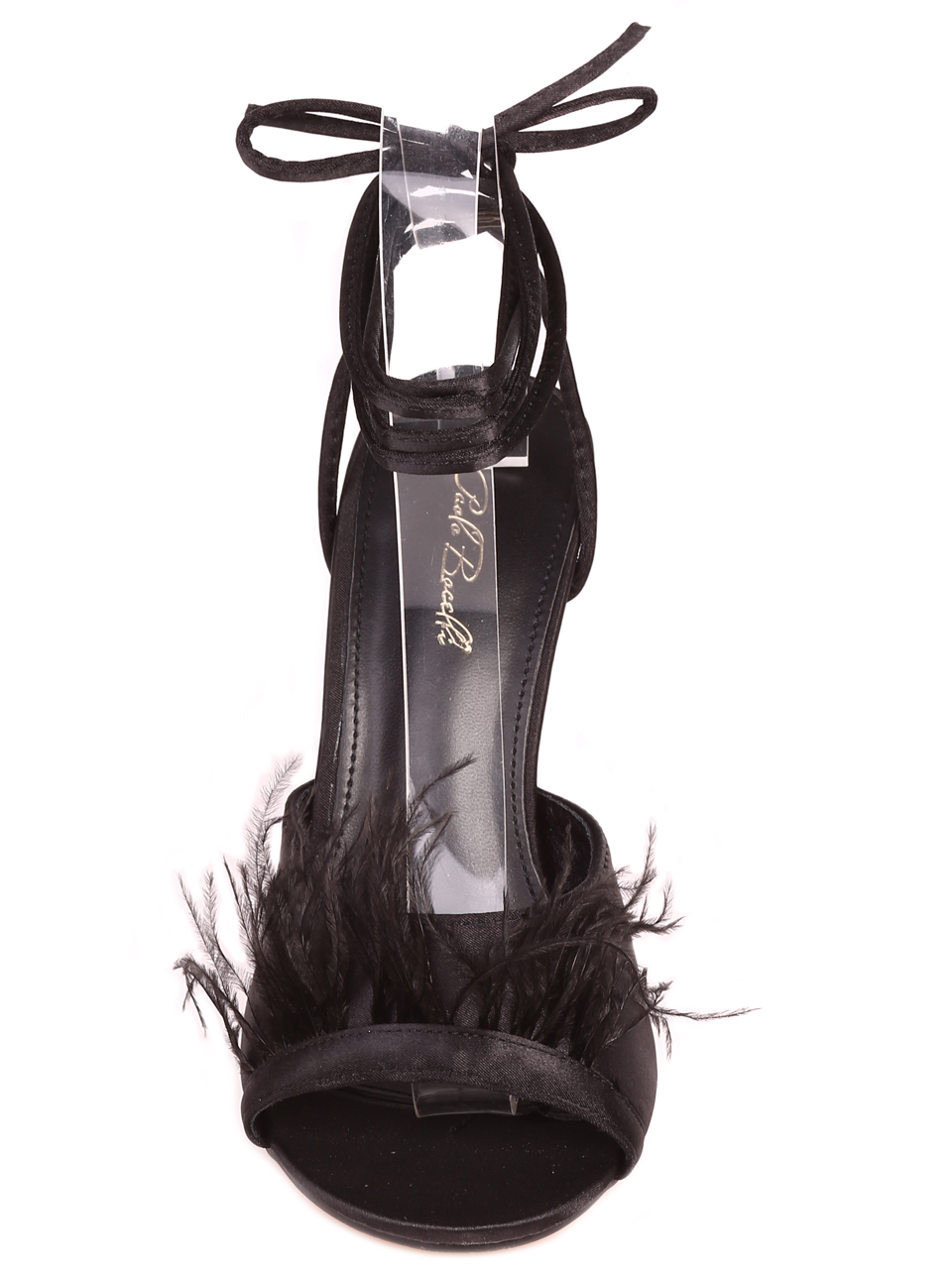 Елегантни дамски сандали с естествен пух на ток 4M-23041 black