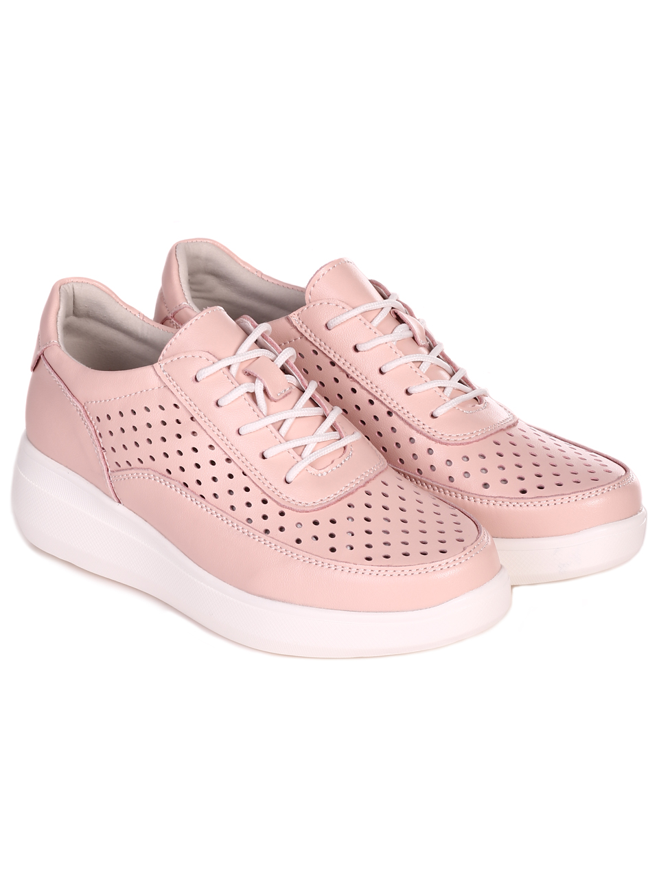 Ежедневни дамски обувки на платформа от естествена кожа 3AF-23173 pink