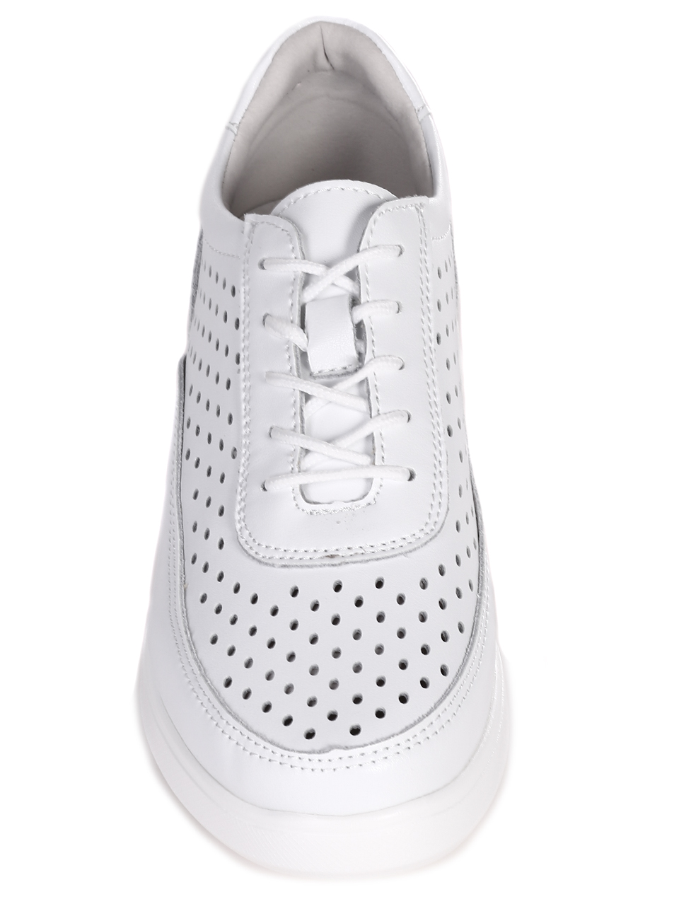 Ежедневни дамски обувки на платформа от естествена кожа 3AF-23173 white