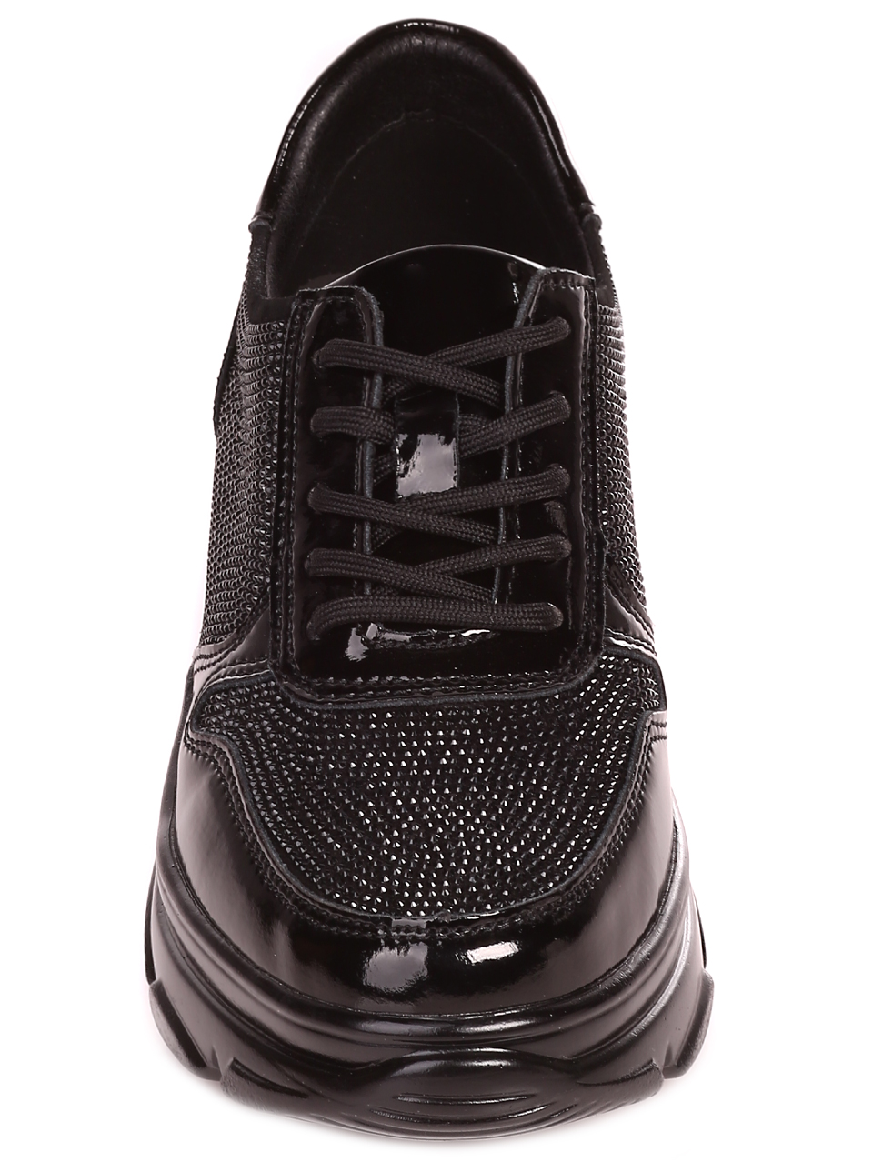 Ежедневни дамски обувки от естествен велур и лак 3AF-23178 black