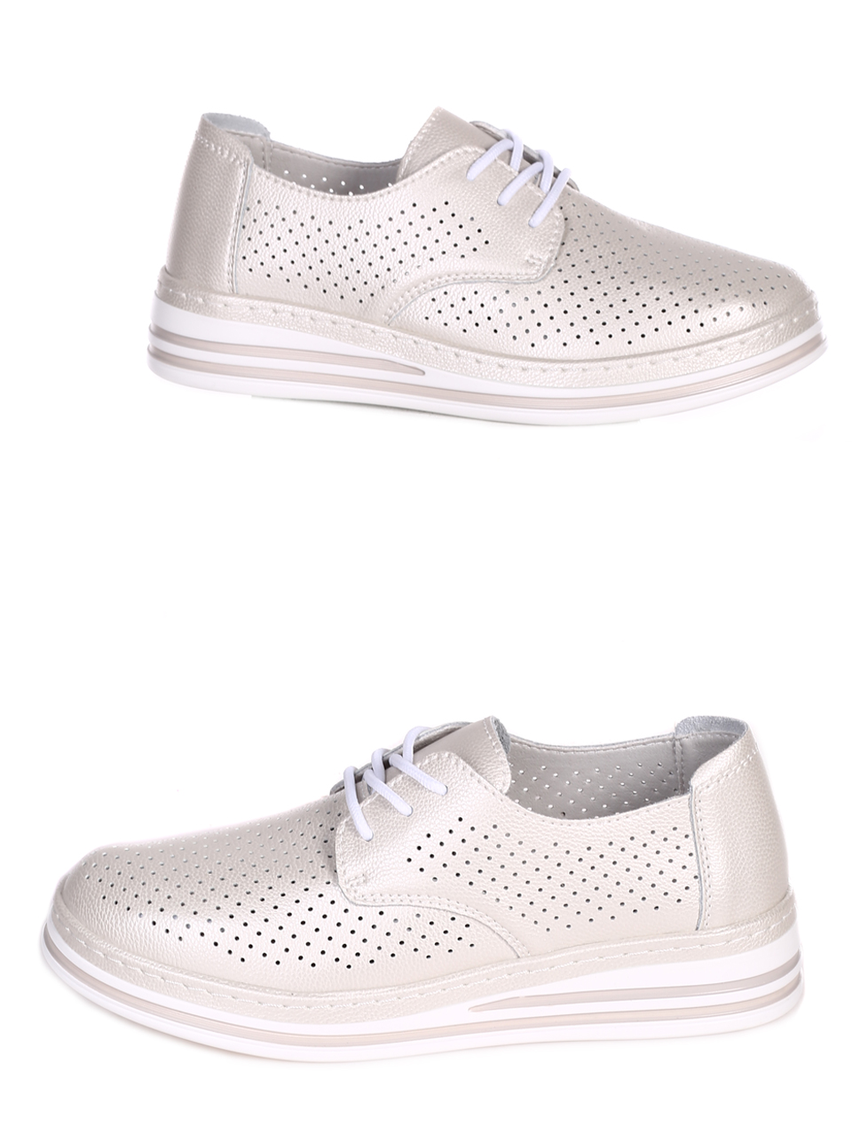 Ежедневни дамски комфортни обувки от естествена кожа 3AF-23185 white