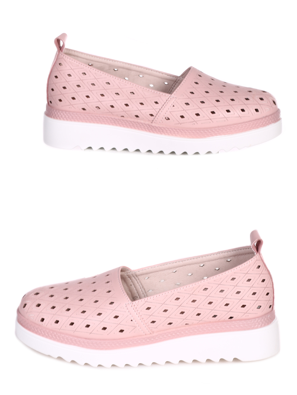 Ежедневни дамски комфортни обувки от естествена кожа 3AF-23187 pink