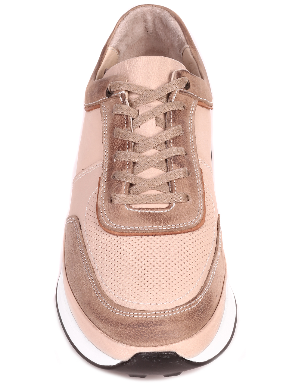 Ежедневни мъжки обувки от велур и естествена кожа 7AT-23303 beige