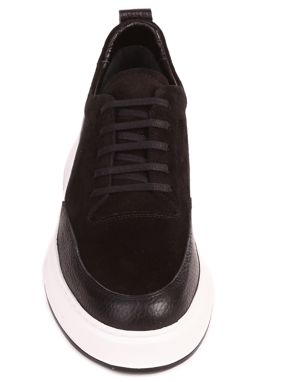 Ежедневни мъжки обувки от естествена кожа и велур 7AT-23306 black