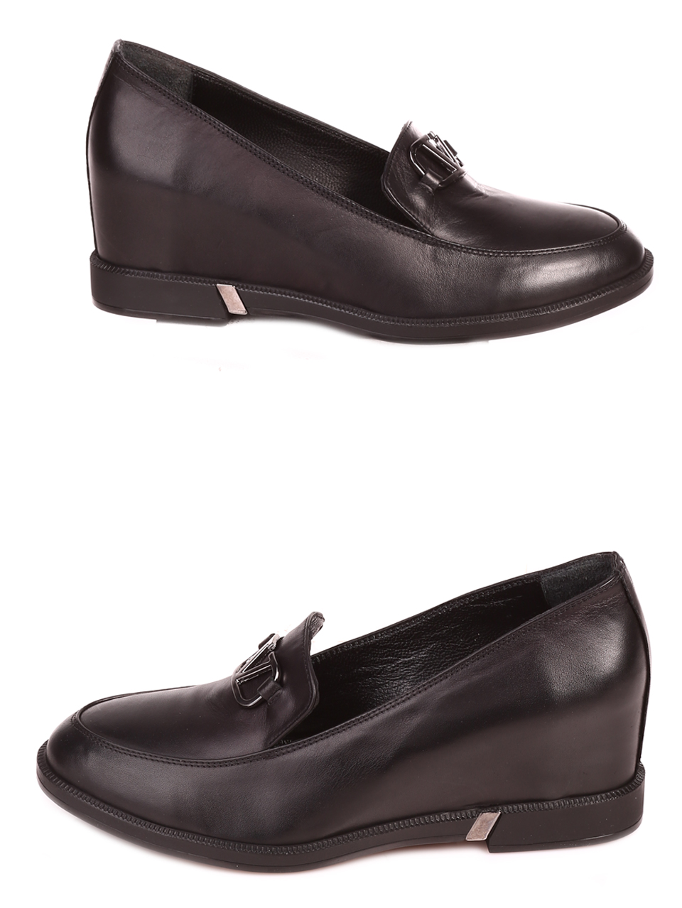 Ежедневни дамски обувки на платформа от естествена кожа 3AT-23283 black