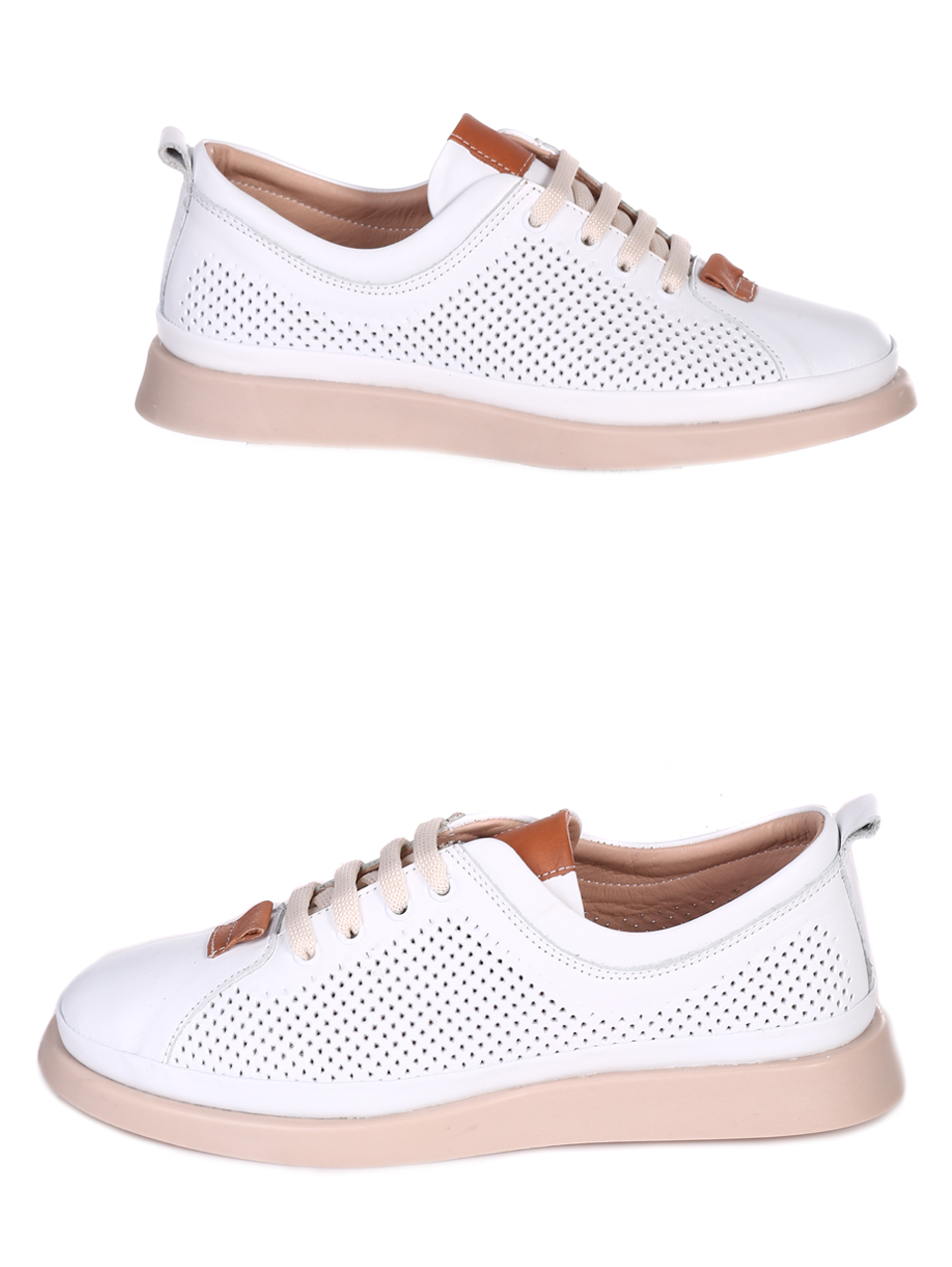 Ежедневни дамски обувки на платформа от естествена кожа 3AT-23296 white
