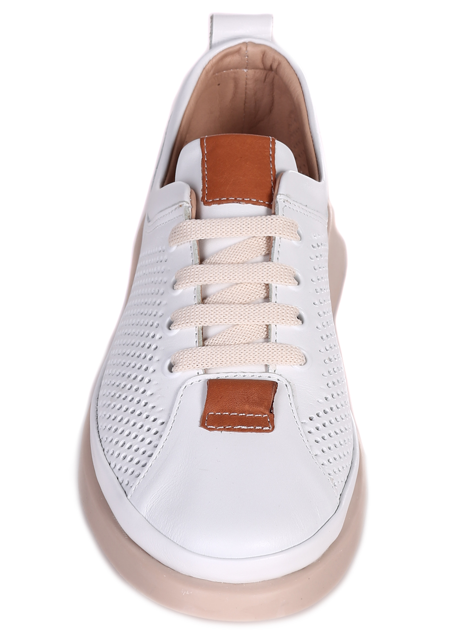 Ежедневни дамски обувки на платформа от естествена кожа 3AT-23296 white
