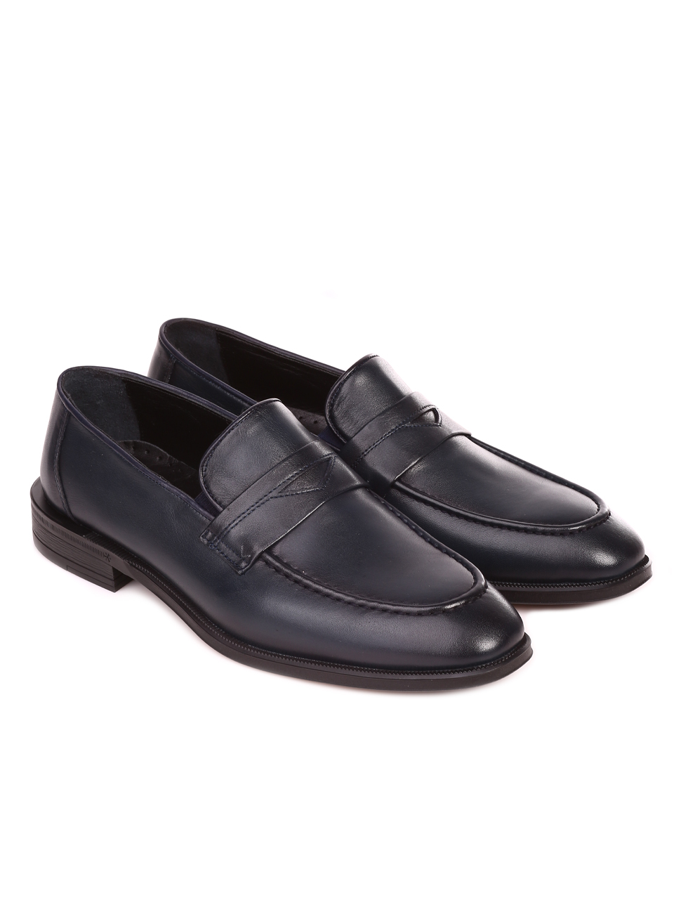 Елегантни мъжки обувки от естествена кожа 7AT-23304 black/navy