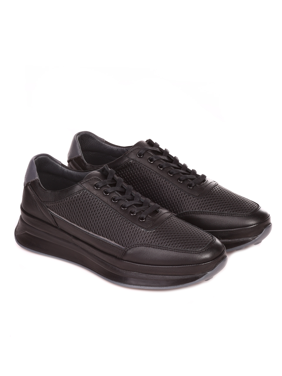 Ежедневни мъжки обувки от естествена кожа 7AT-23309 black