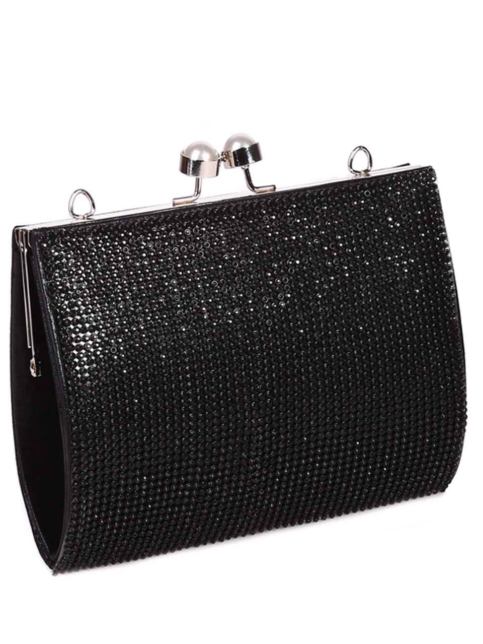 Официална чанта-клъч с декоративни камъни 9AG-23225 black