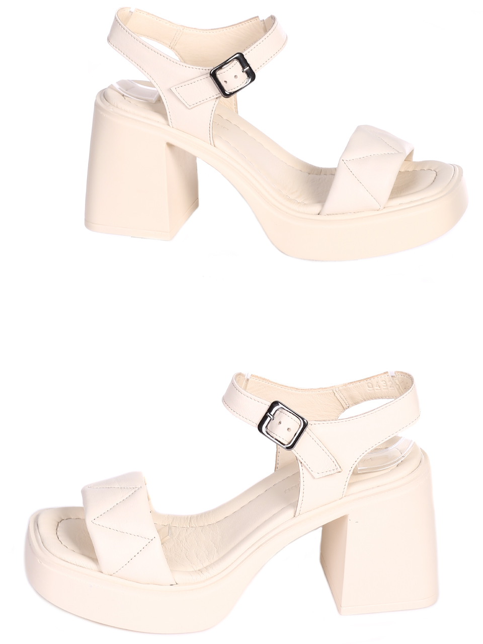 Ежедневни дамски сандали на ток от естествена кожа 4AT-23284 beige