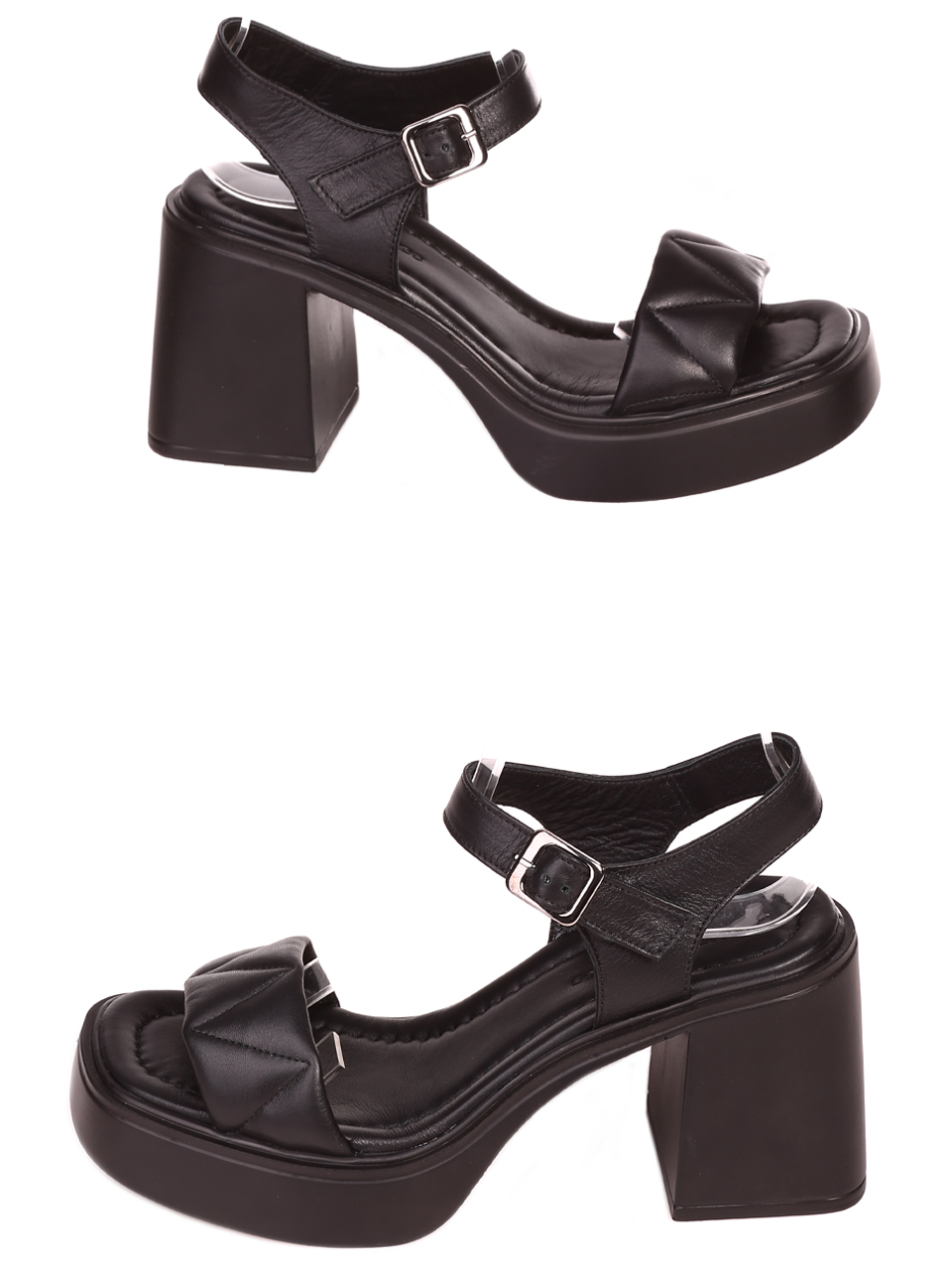 Ежедневни дамски сандали на ток от естествена кожа 4AT-23284 black