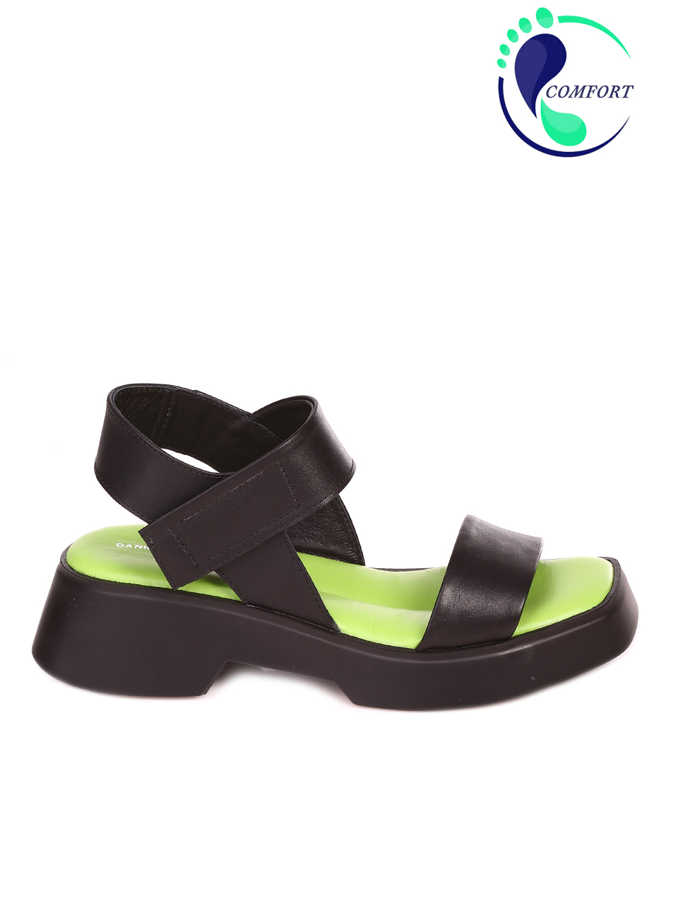 Ежедневни дамски сандали на платформа от естествена кожа 4AT-23285 black