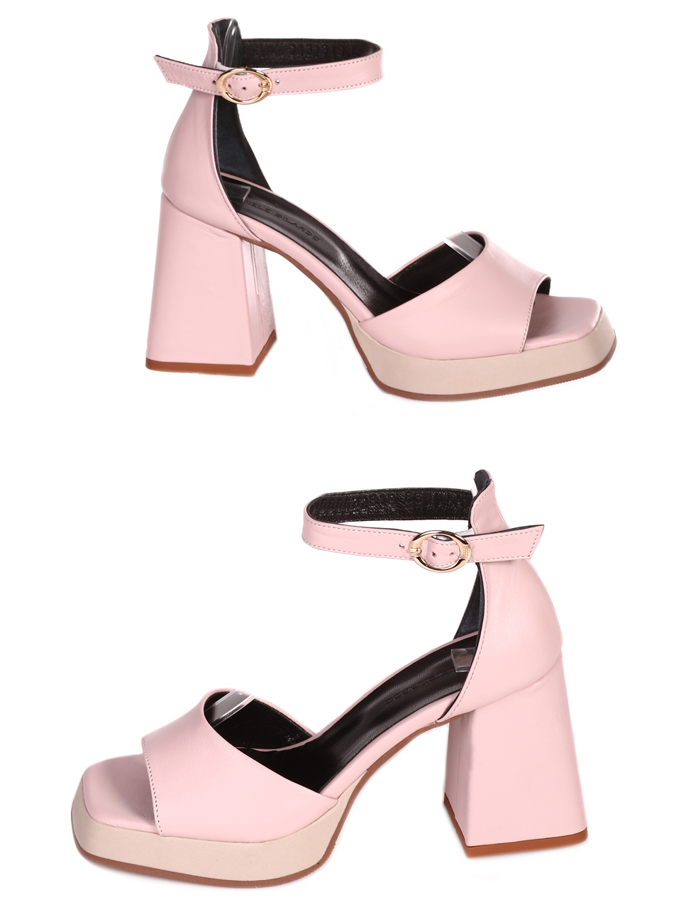 Елегантни дамски сандали на ток от естествена кожа 4AT-23287 pink