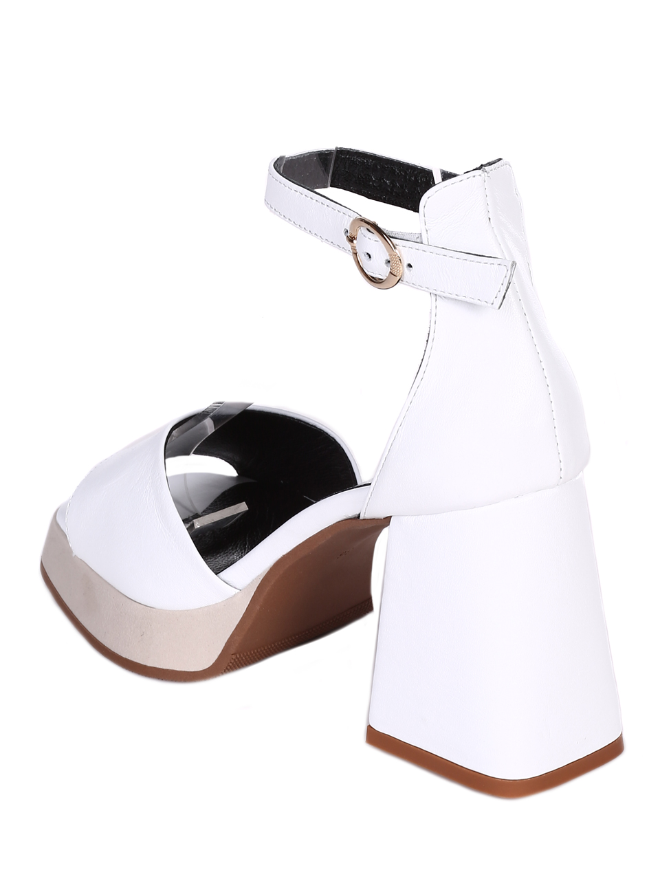 Елегантни дамски сандали на ток от естествена кожа 4AT-23287 white
