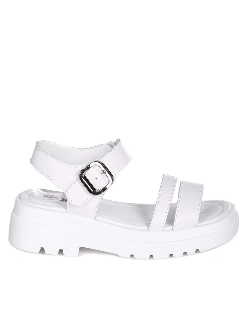 Ежедневни дамски сандали на платформа от естествена кожа 4AF-23143 white