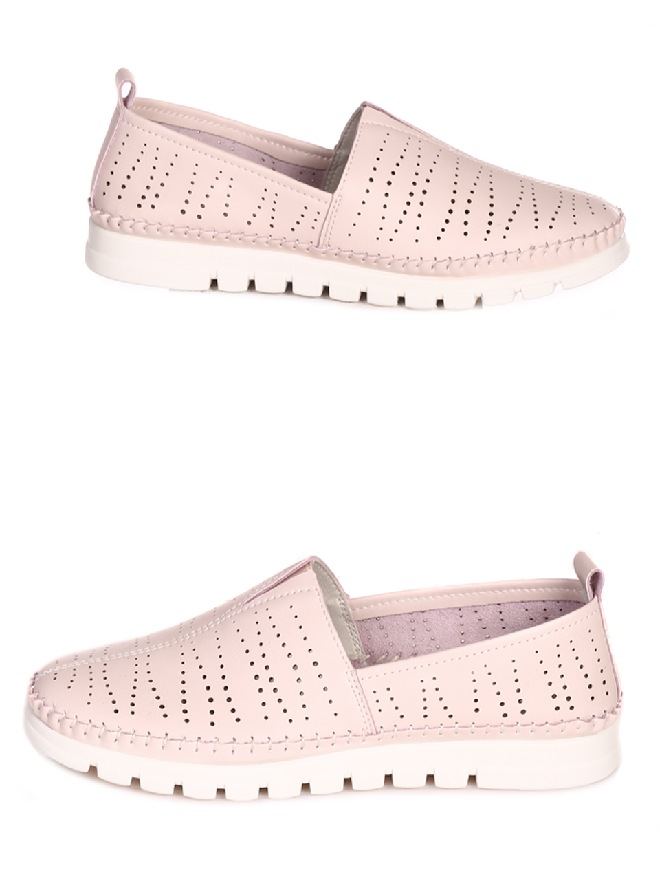 Ежедневни равни дамски обувки от естествена кожа 3AF-23145 pink