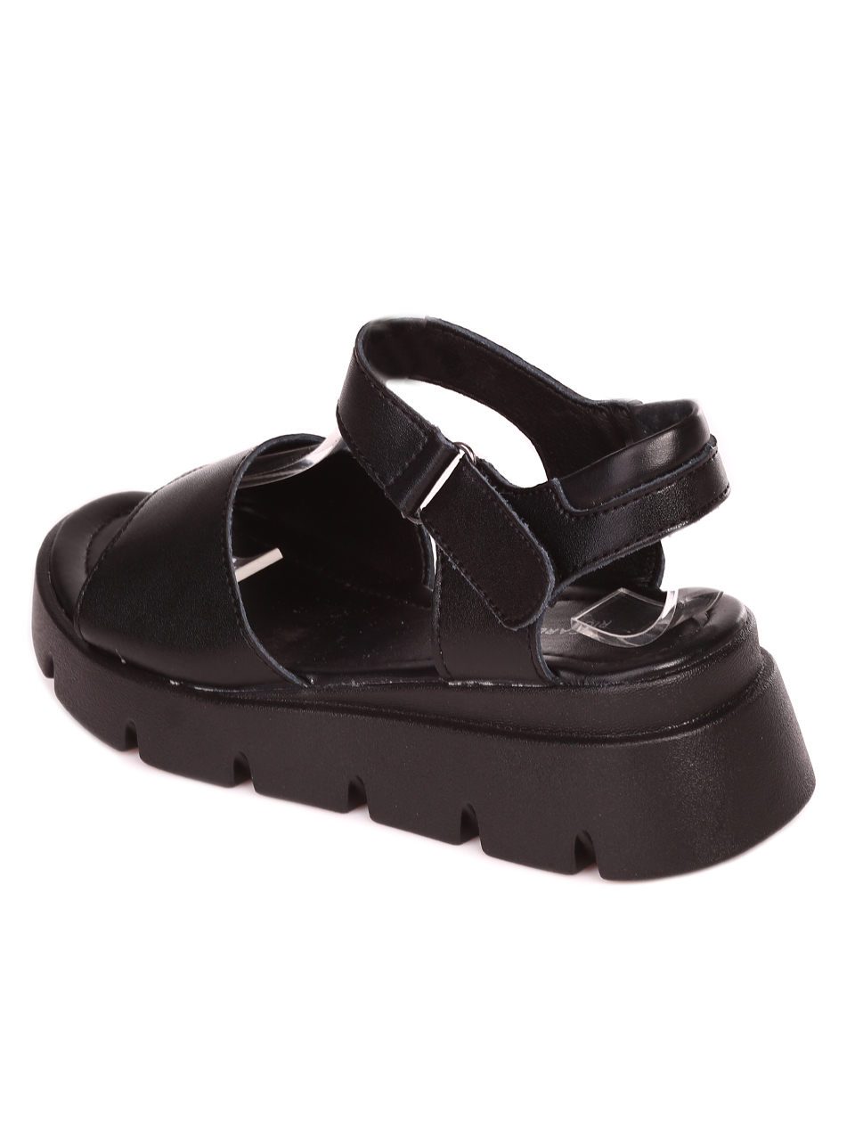 Ежедневни дамски сандали на платформа от естествена кожа 4AF-23150 black