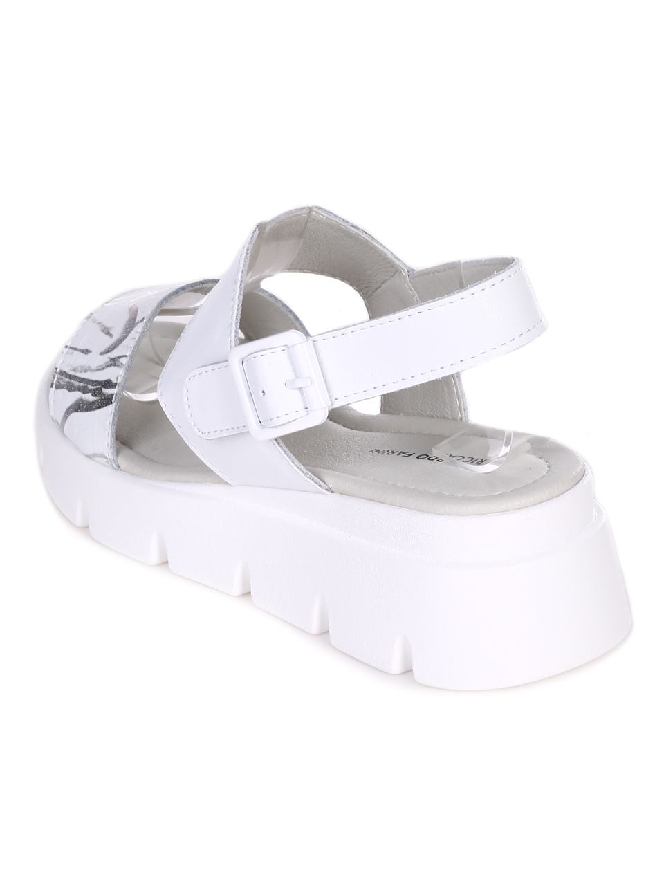 Ежедневни дамски сандали на платформа от естествена кожа в бяло 4AF-23156 white