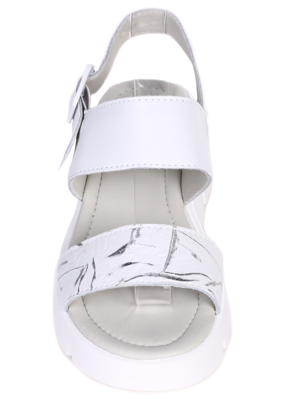Ежедневни дамски сандали на платформа от естествена кожа в бяло 4AF-23156 white