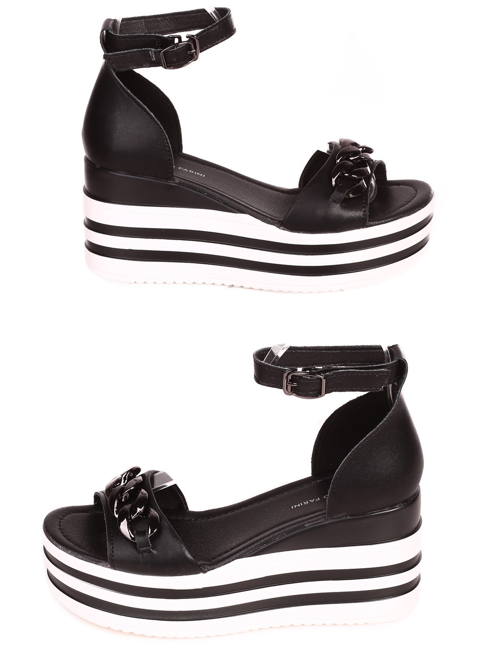 Ежедневни дамски сандали на платформа от естествена кожа 4AF-23157 black