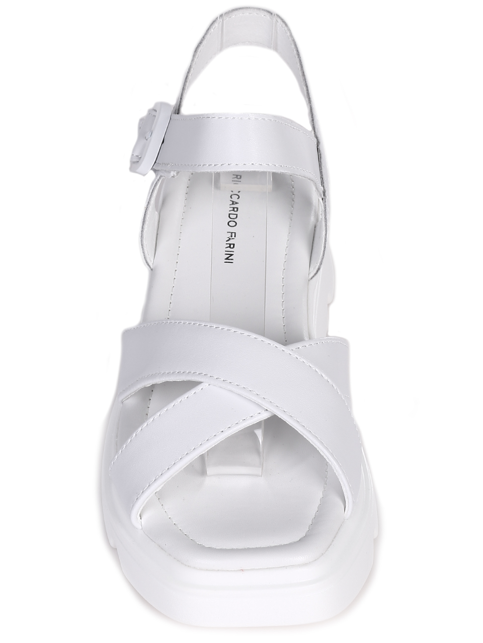 Ежедневни дамски сандали на платформа от естествена кожа 4AF-23158 white