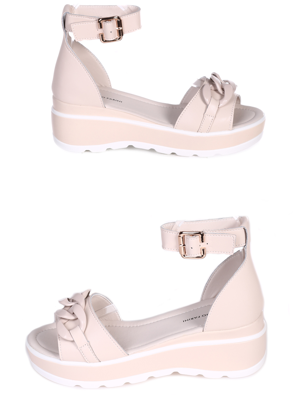 Ежедневни дамски сандали на платформа от естествен кожа 4AF-23159 white/beige