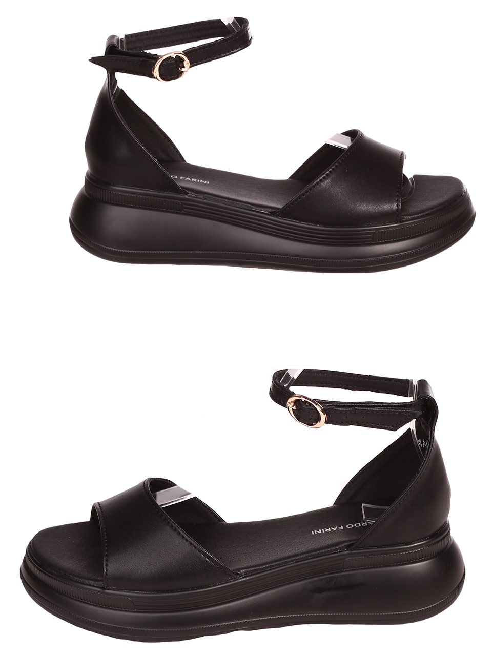 Ежедневни дамски сандали на платформа от естествена кожа 4AF-23163 black