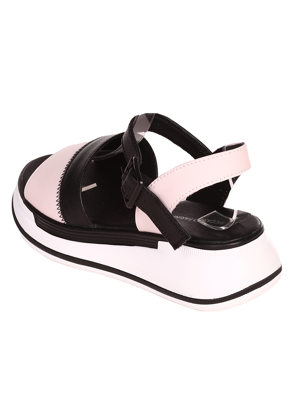 Ежедневни дамски сандали на платформа от естествена кожа 4AF-23165 pink/black