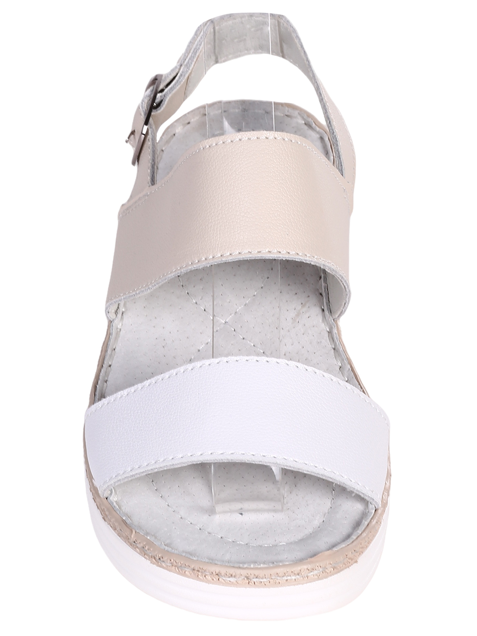 Ежедневни дамски сандали на платформа от естествена кожа 4AF-23167 beige/white