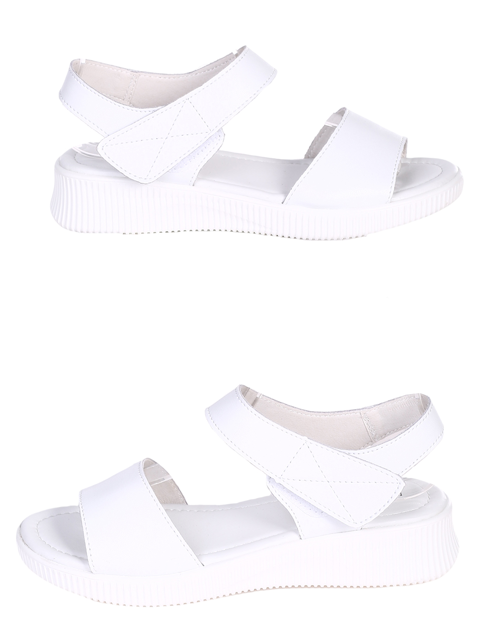 Ежедневни дамски сандали от естествена кожа в бяло 4AF-23168 white