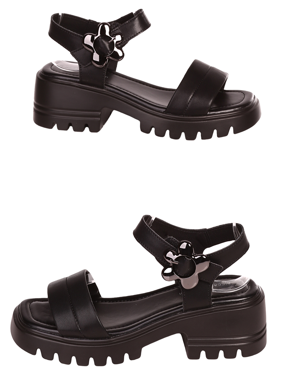 Ежедневни дамски сандали на платформа от естествена кожа 4AF-23169 black