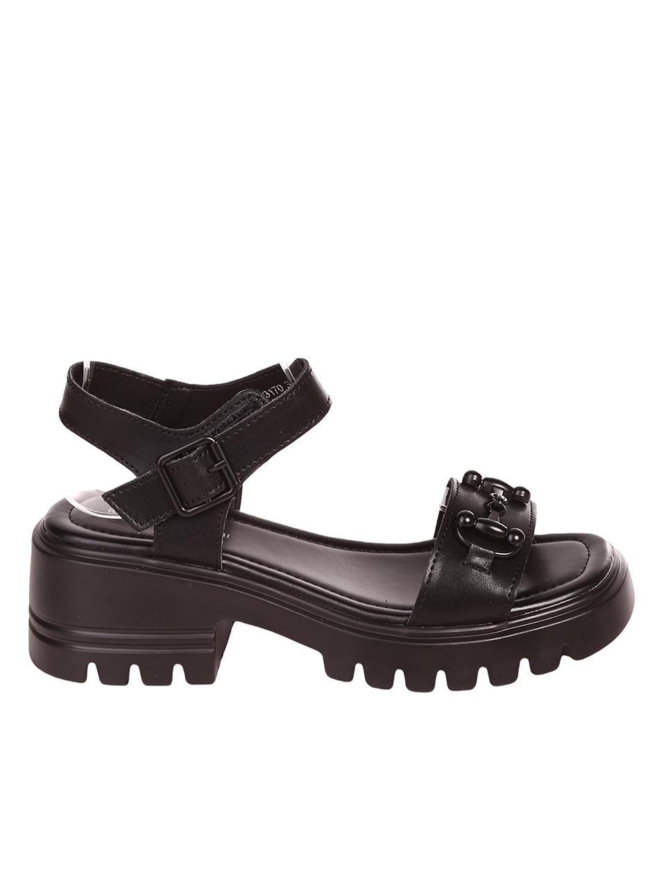 Ежедневни дамски сандали на платформа от естествена кожа 4AF-23170 black