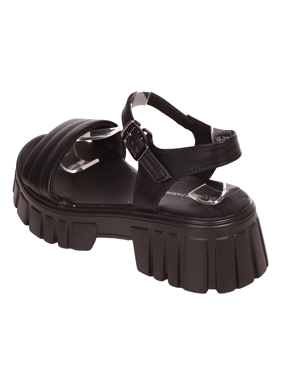 Ежедневни дамски сандали на платформа от естествена кожа 4AF-23171 black