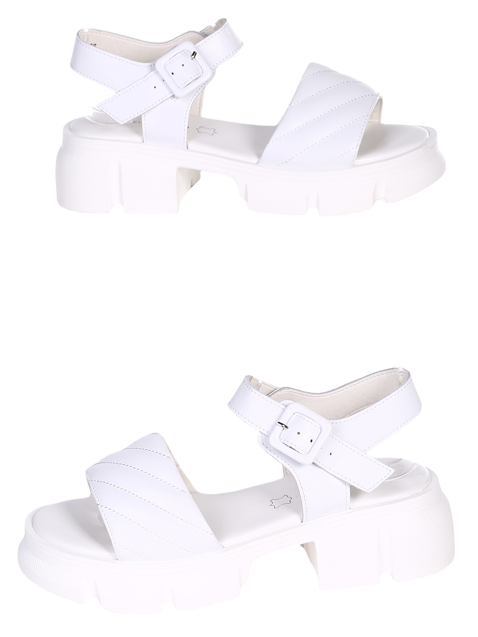 Ежедневни дамски сандали от естествена кожа в бяло 4AF-23200 white