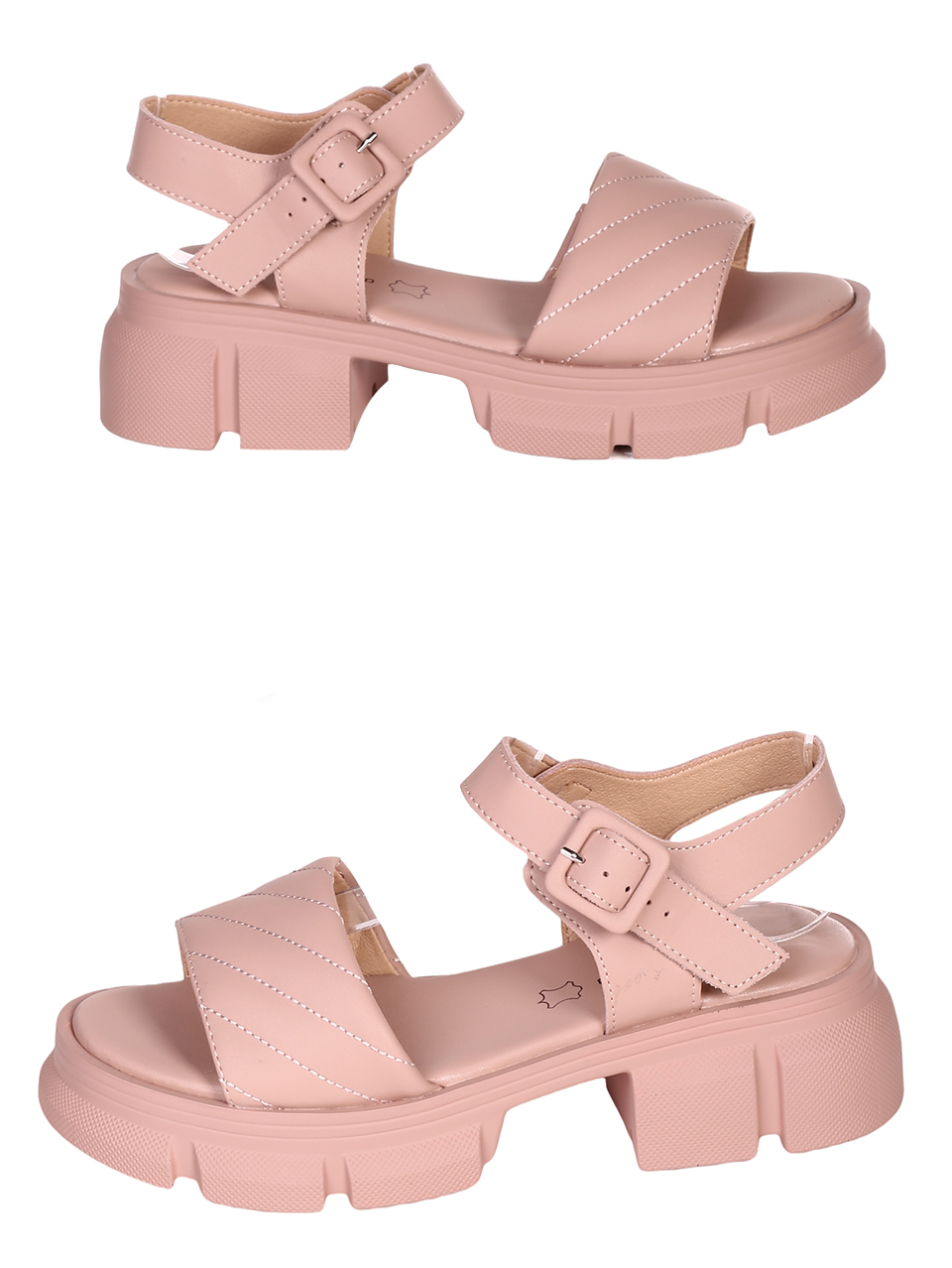 Ежедневни дамски сандали от естествена кожа в розово 4AF-23200 pink