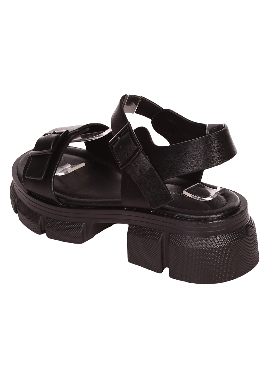 Ежедневни дамски сандали от естествена кожа в черно 4AF-23201 black