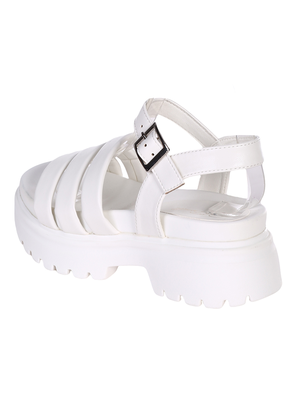 Ежедневни дамски сандали на платформа в бяло 4H-23095 white