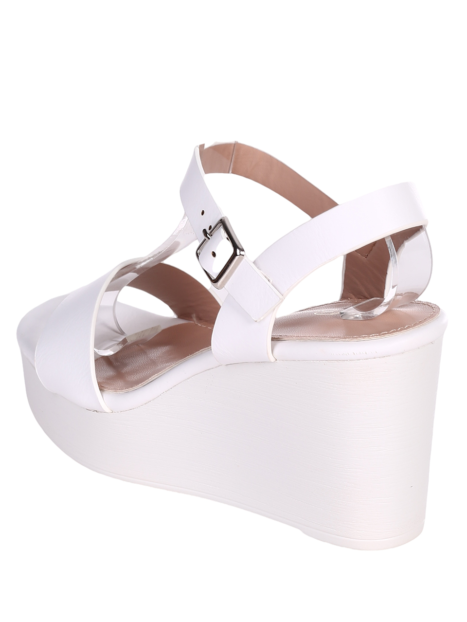 Ежедневни дамски сандали на платформа в бяло 4H-23099 white