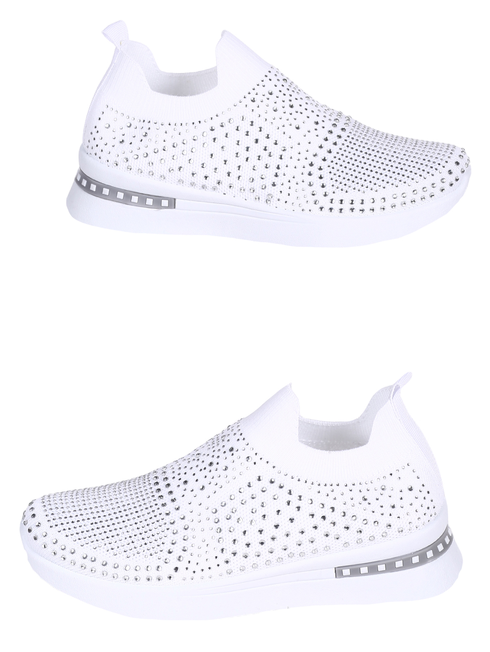 Ежедневни дамски обувки с декоративни камъни в бяло 3U-23042 white