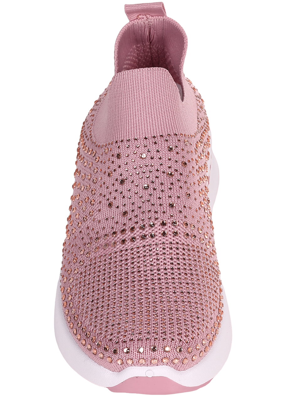 Ежедневни дамски обувки с декоративни камъни в розво 3U-23042 pink