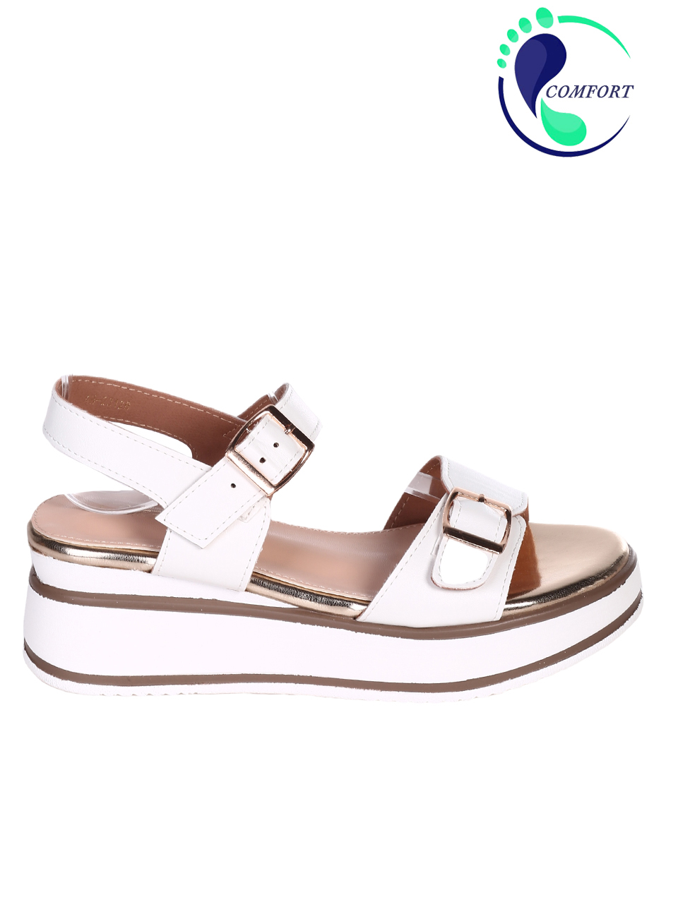 Еждневни дамски сандали на платформа в бяло 4H-23126 white