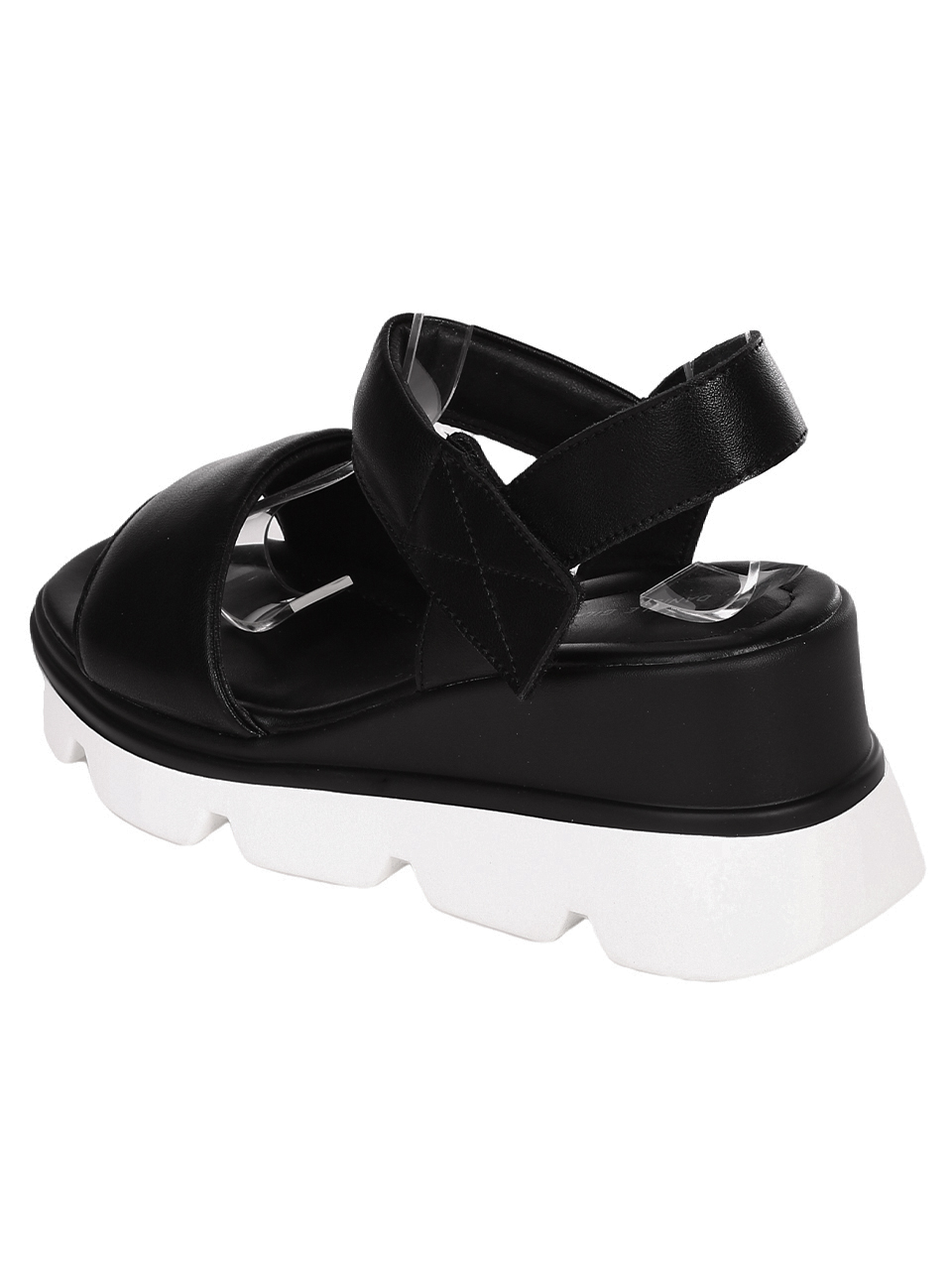 Ежедневни дамски сандали на платформа от естествена кожа 4AF-23199 black
